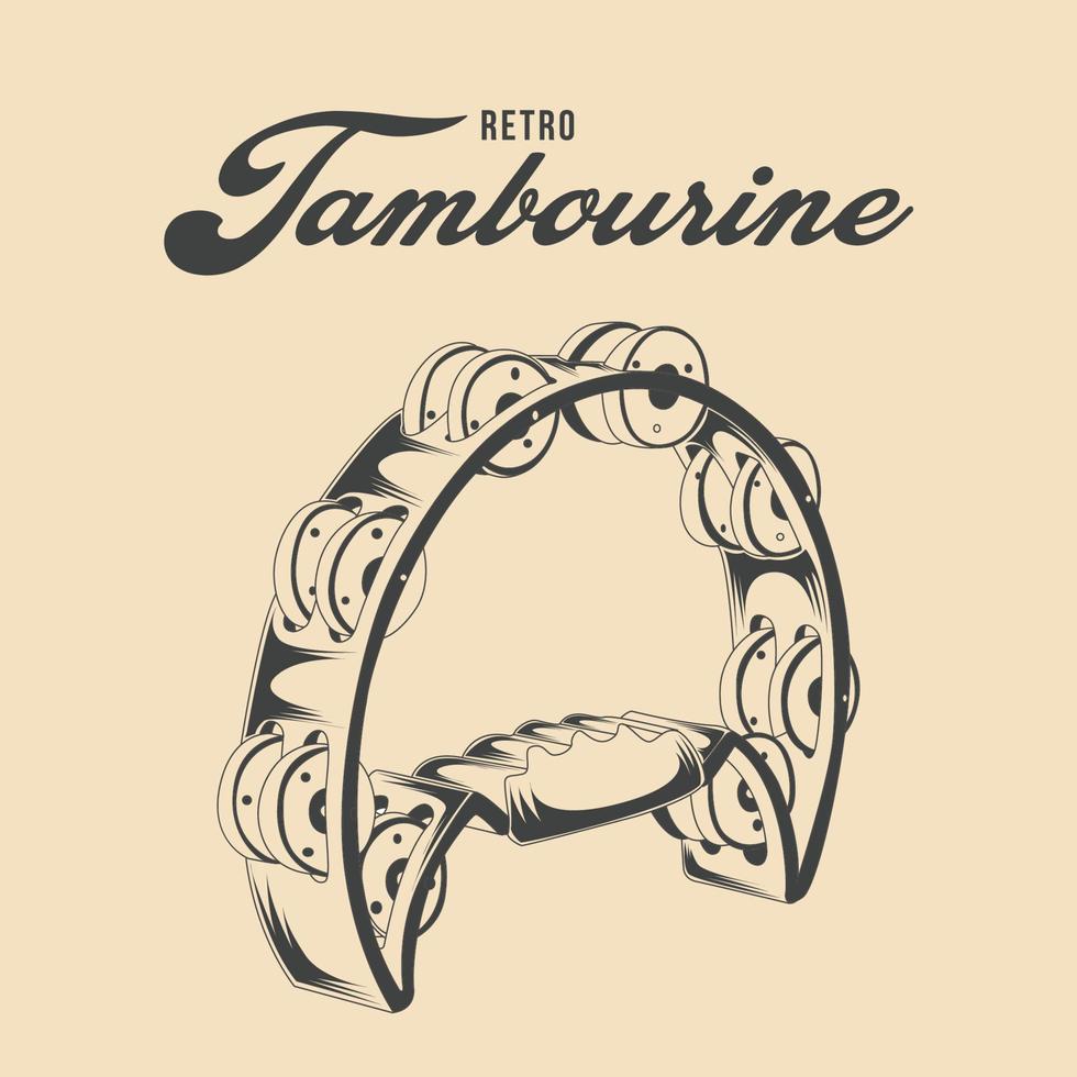 illustration vectorielle de tambourin vintage rétro vecteur