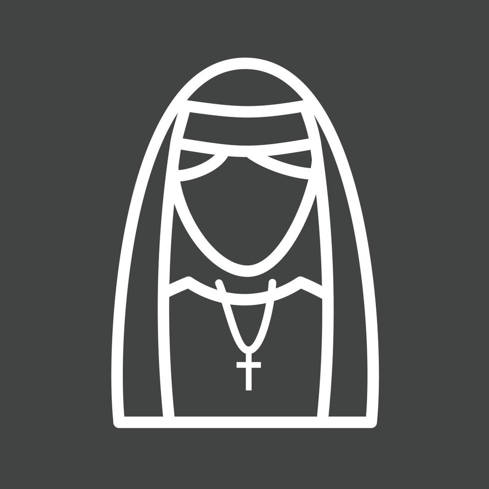 Dame en nonne ligne robe icône inversée vecteur