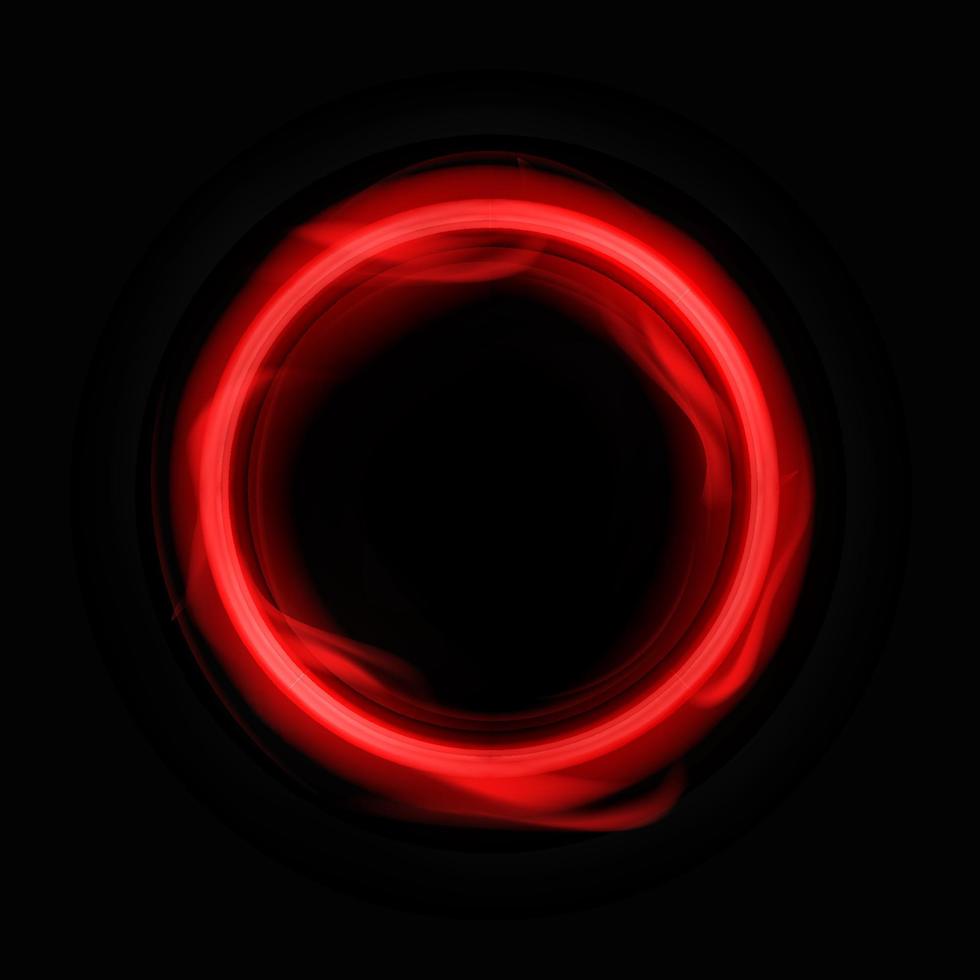 modèle de cercle d'énergie rouge. cadre rond avec des ondes de plasma flashes avec des paillettes de bannière numérique rougeoyante sur une surface vectorielle sombre vecteur