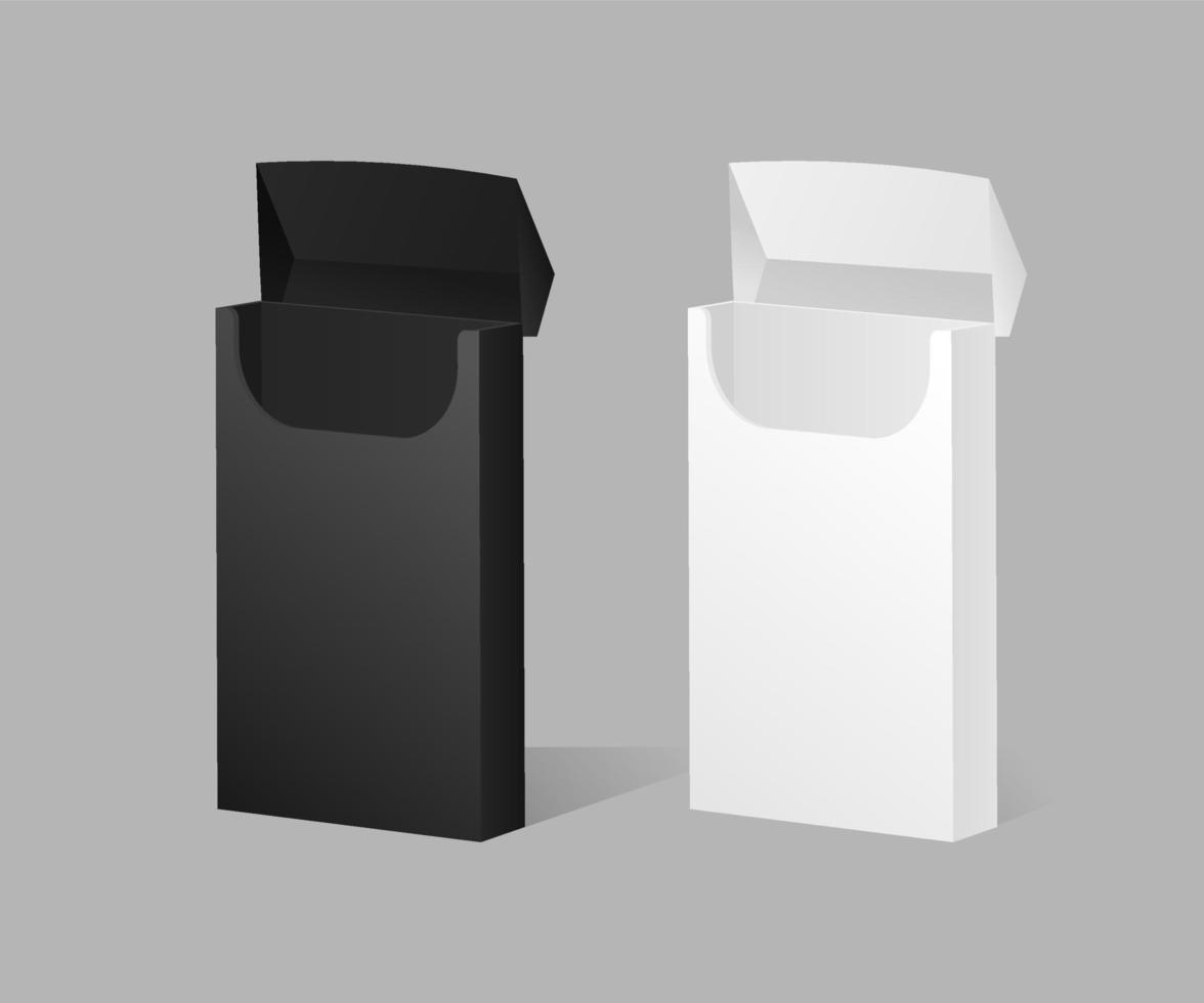 modèle ouvert de paquet de cigarettes noir et blanc. emballage vide et élégant de produits du tabac au design tendance vecteur
