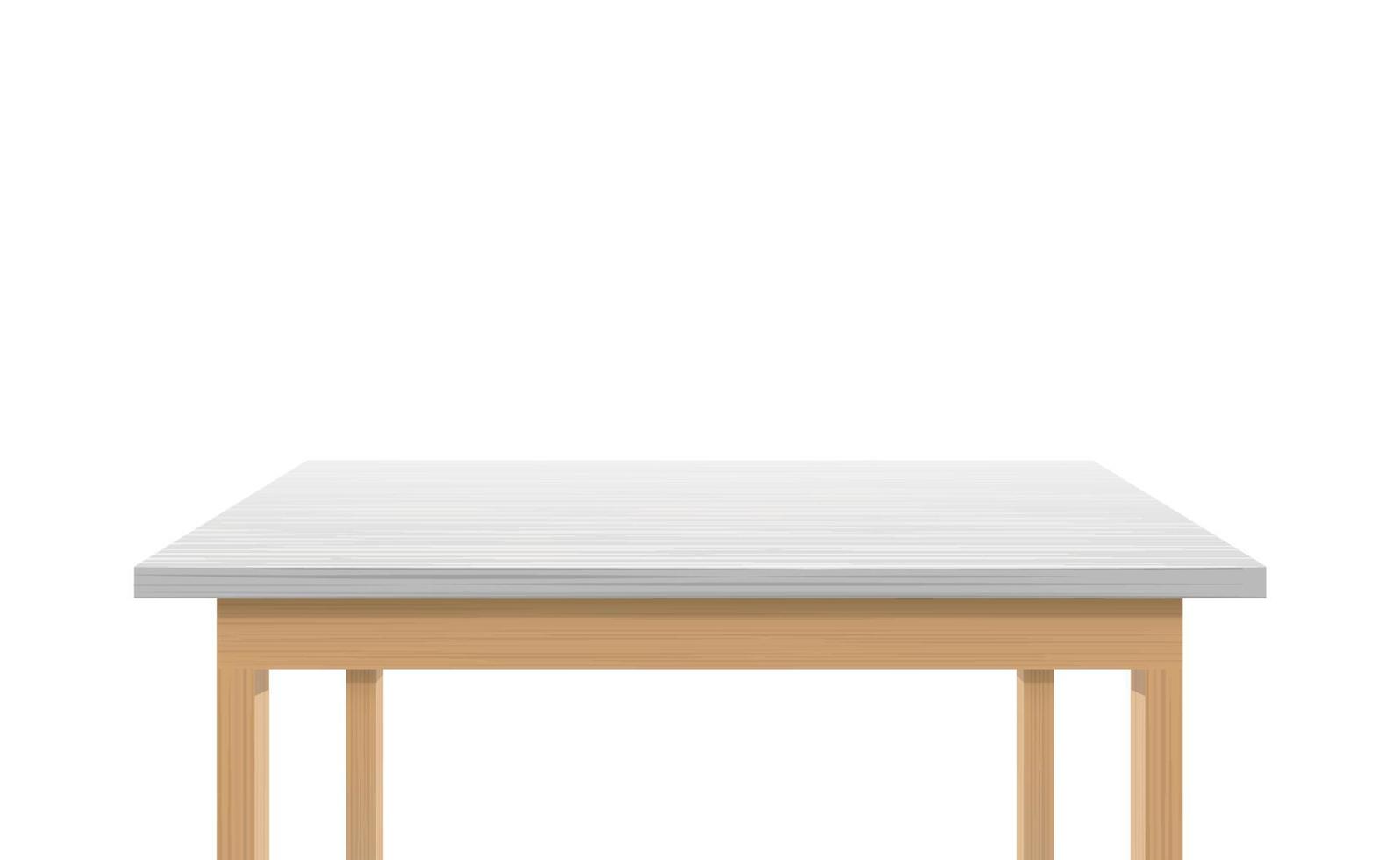 table en bois avec surface blanche se bouchent. dessus de table d'écriture contemporain avec un décor en plastique élégant et une décoration vectorielle classique à la mode. vecteur