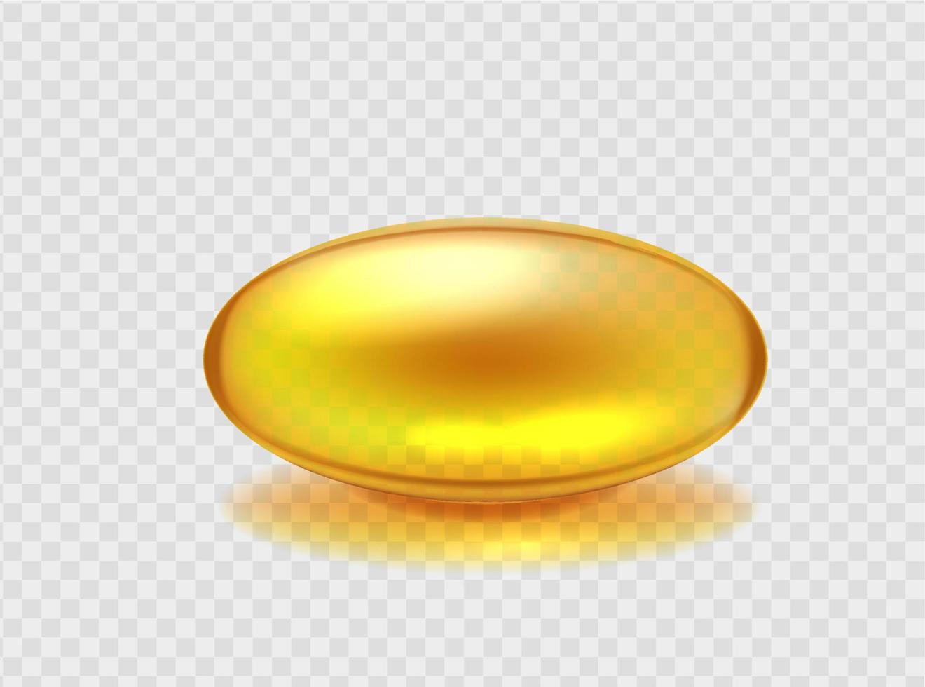 capsule avec de l'huile d'acide oméga doré. santé biologique pour les vaisseaux sanguins et le foie cosmétique pour la santé de la peau et des cheveux agent pharmaceutique transparent jaune avec huile d'acide gras de vecteur. vecteur