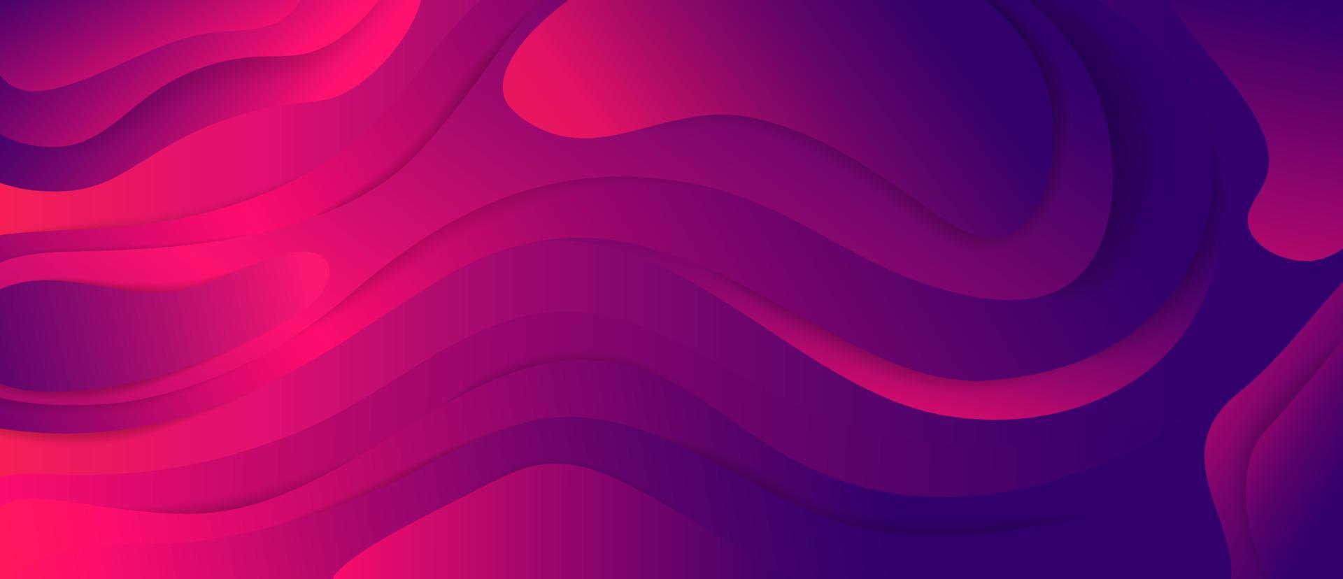 illustration graphique vectorielle de fond 3d de flux d'onde violet et rose dégradé coloré futuriste. toile de fond de conception décorative légère de surface liquide géométrique de couleur abstraite vecteur