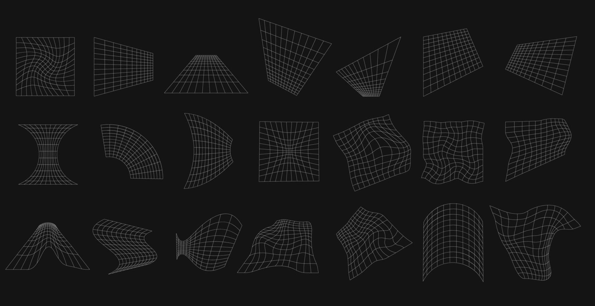 jeu de grilles géométriques. formes en treillis blanc avec déformation et distorsion vecteur