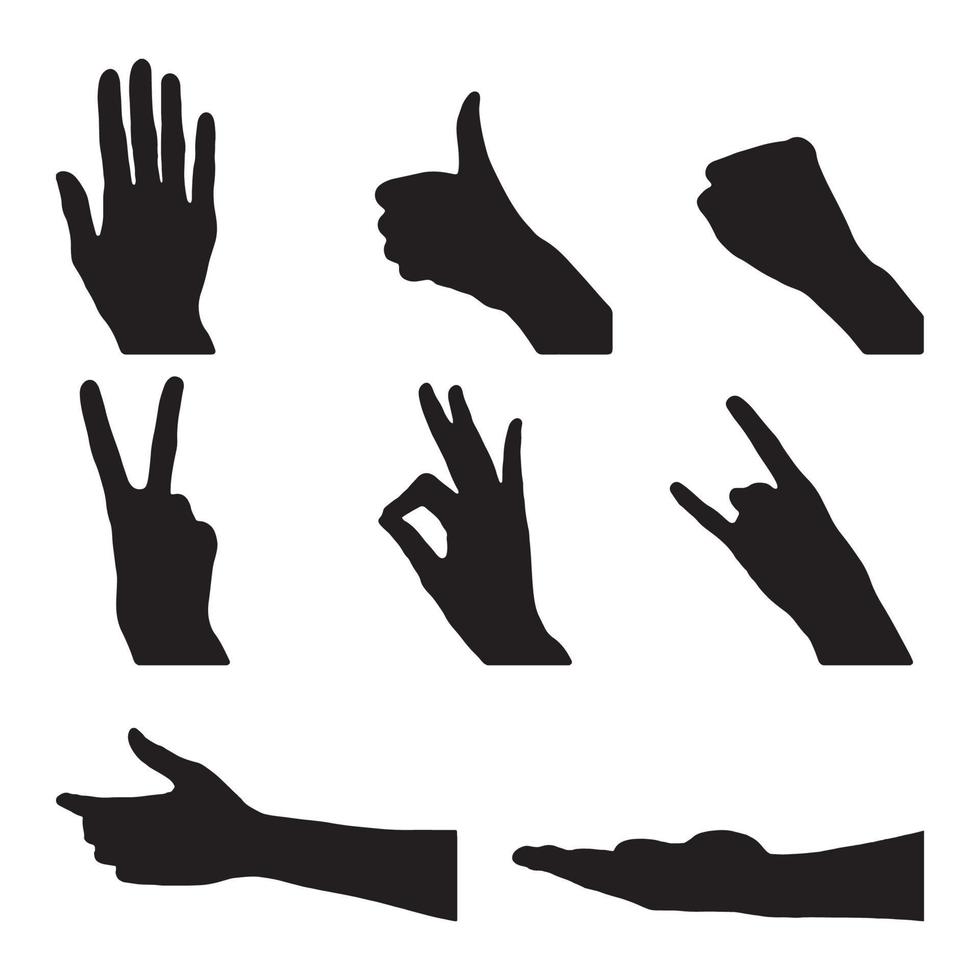 vecteur de silhouette de main, ensemble de silhouettes de mains
