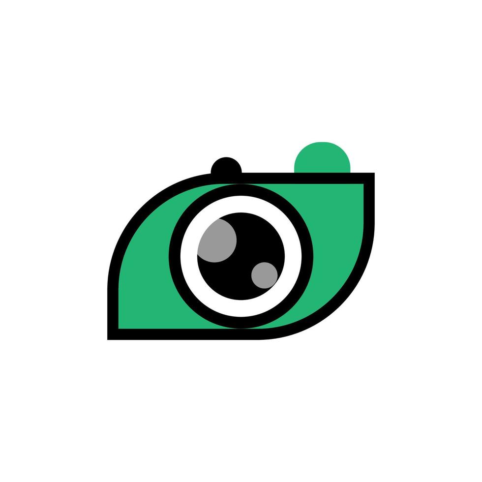 caméra et logo d'icône d'oeil de caméra verte vecteur
