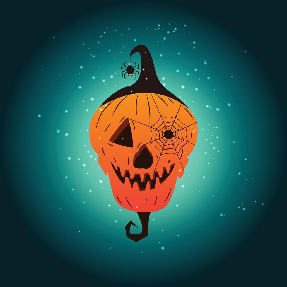 joyeux halloween bannière ou fond d'invitation à une fête avec des citrouilles sous l'illustration vectorielle au clair de lune vecteur