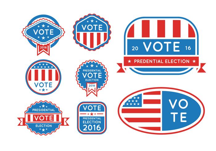 Élections présidentielles des États-Unis 2016 boutons vecteur