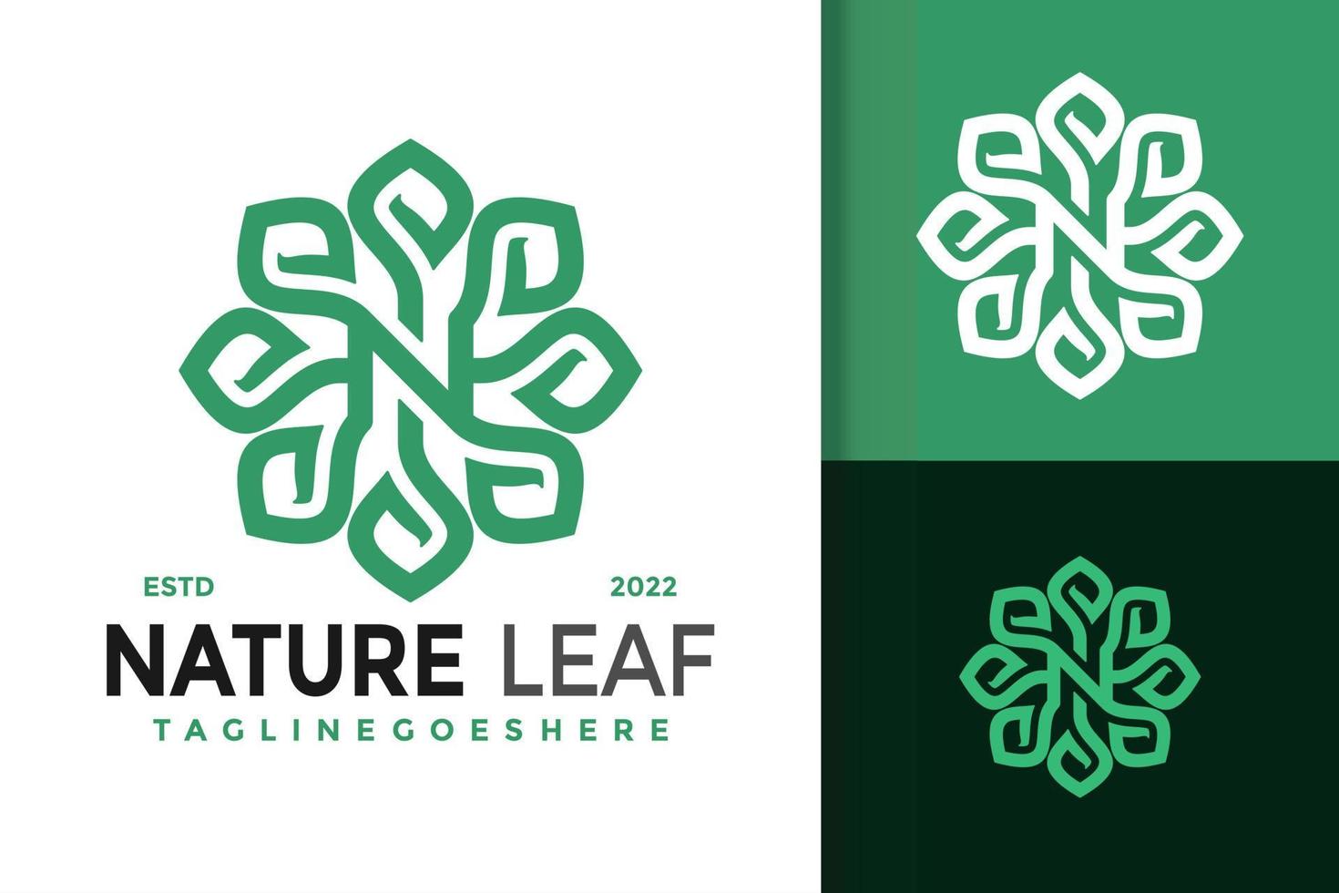 n lettre nature feuille création de logo, image vectorielle de logos d'identité de marque, logo moderne, modèle d'illustration vectorielle de conceptions de logo vecteur