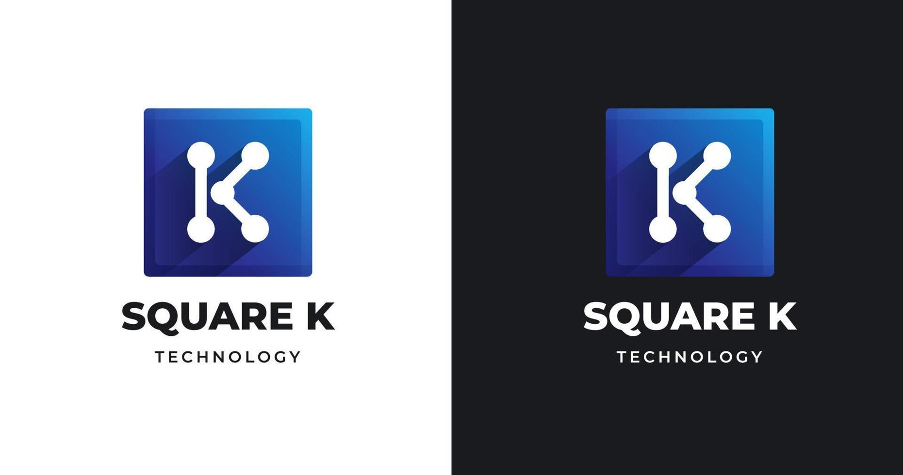 modèle de conception de logo lettre k avec style de forme carrée vecteur