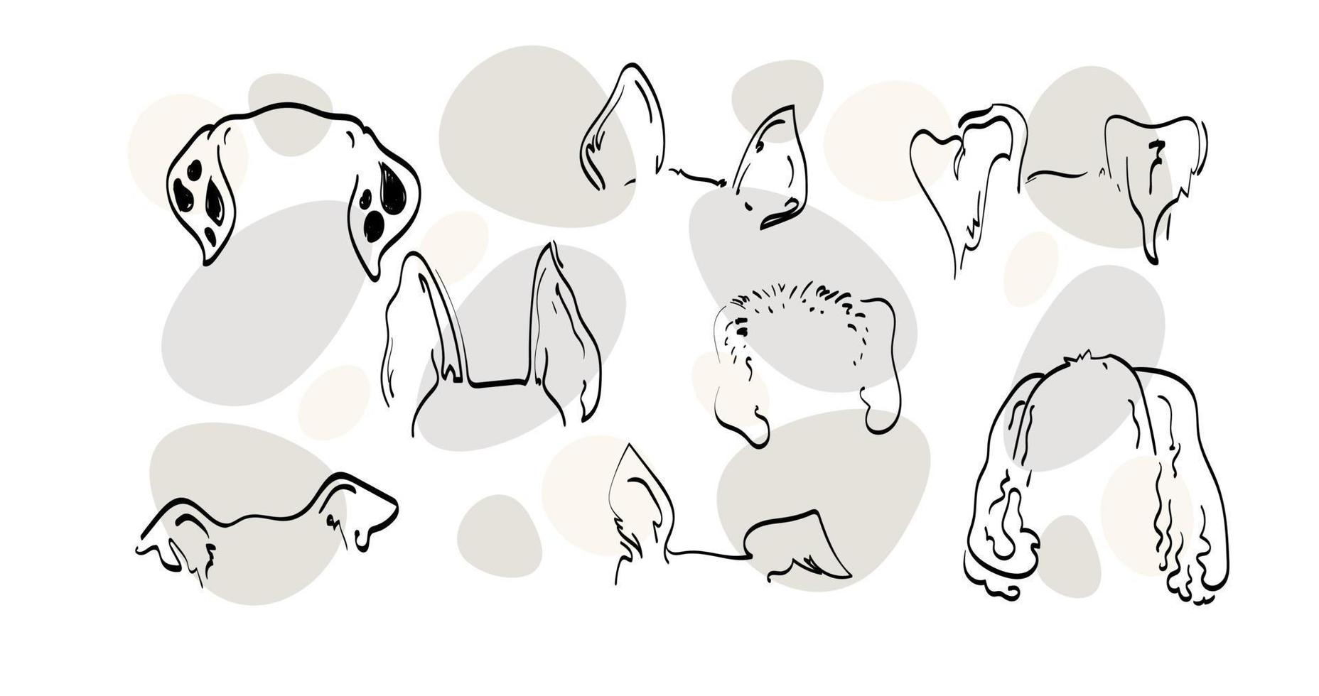 oreilles de chien de compagnie contour dessin doodle sketh vecteur icône illustration