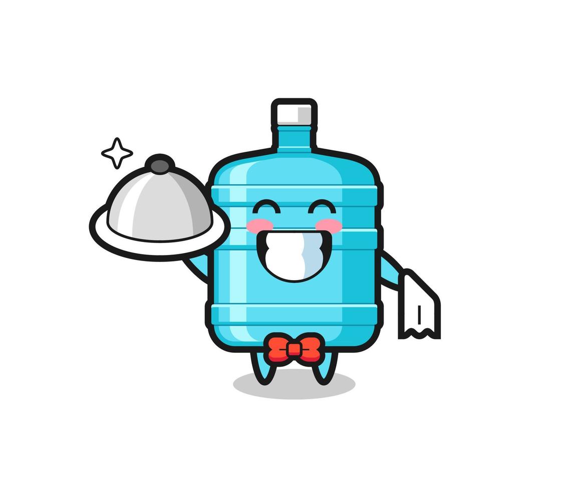 mascotte de personnage de bouteille d'eau gallon en tant que serveurs vecteur