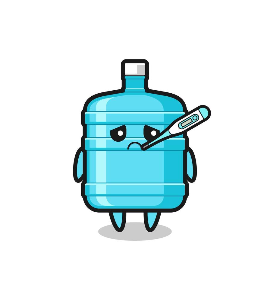 personnage de mascotte de bouteille d'eau de gallon avec fièvre vecteur