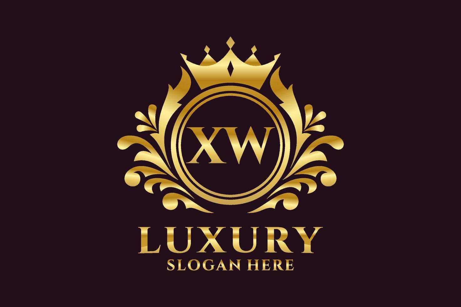 modèle de logo de luxe royal lettre initiale xw dans l'art vectoriel pour les projets de marque luxueux et autres illustrations vectorielles.