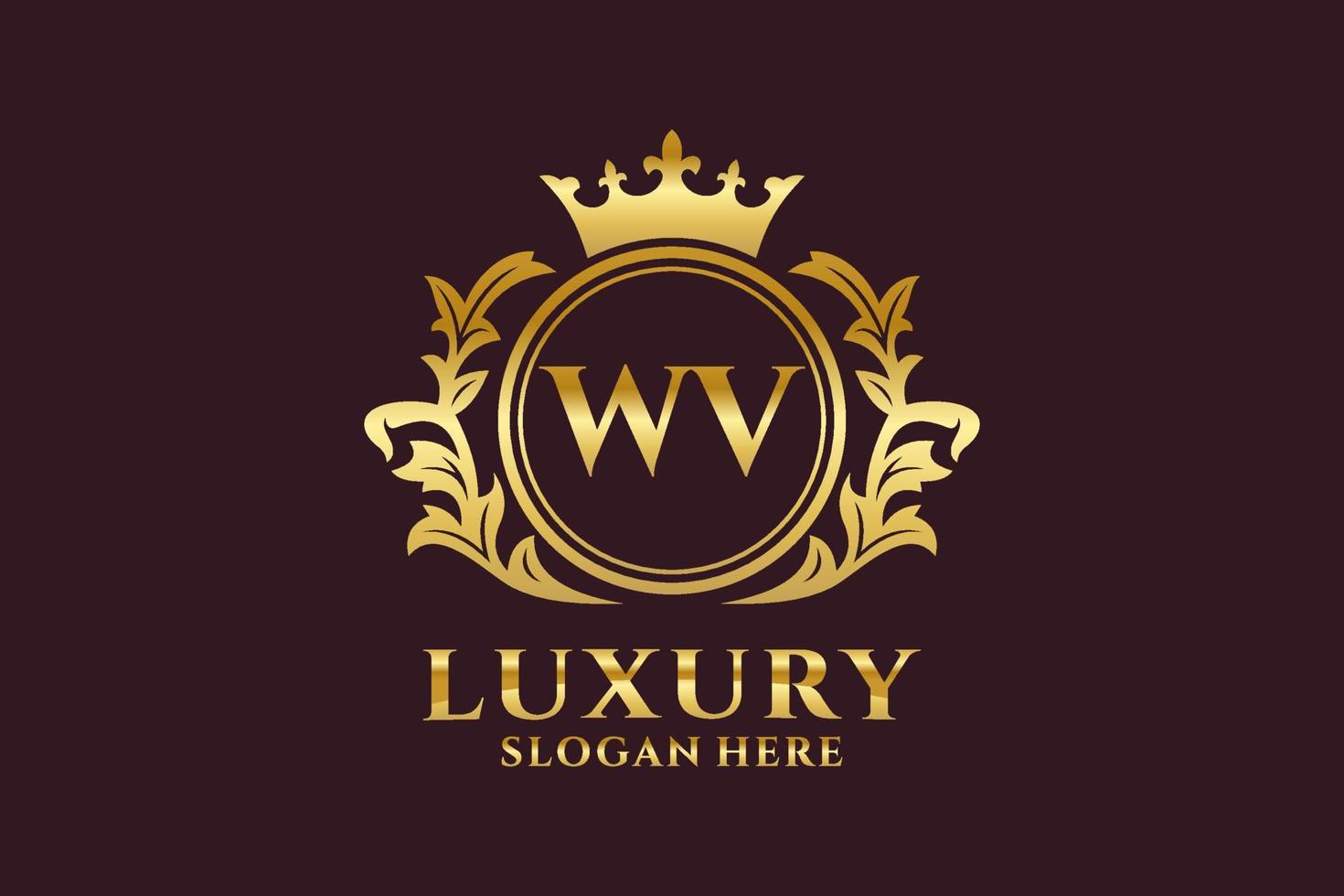 modèle de logo de luxe royal de lettre wv initial dans l'art vectoriel pour des projets de marque luxueux et d'autres illustrations vectorielles.