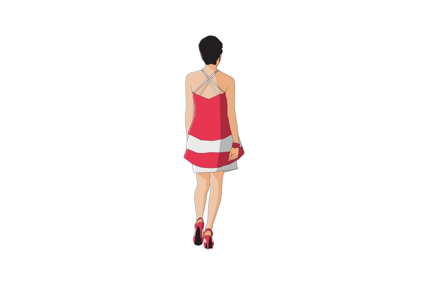 illustration vectorielle de femmes élégantes marchant vecteur