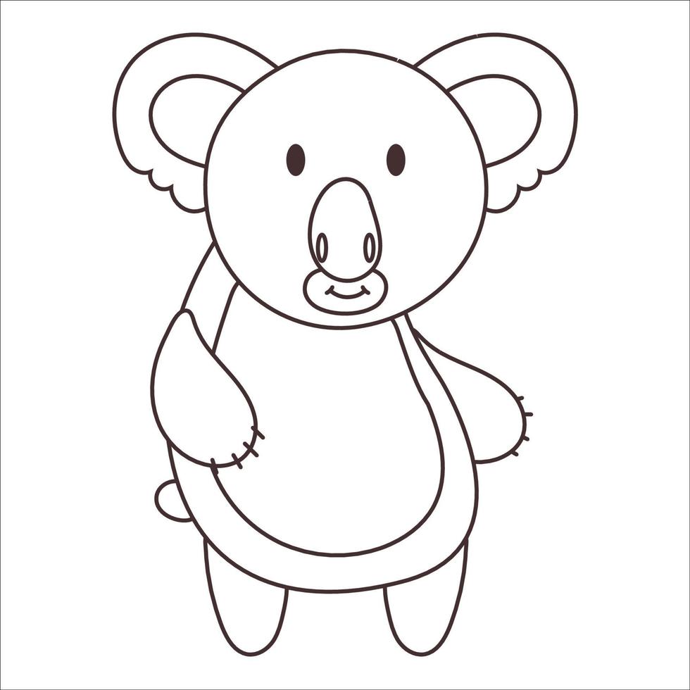 vecteur doodle koala. animal africain. drôle d'ours koala gentil. livre de coloriage drôle et mignon animal africain pour l'impression de mode, les vêtements pour enfants, la pépinière, l'affiche, l'invitation, la conception de cartes de voeux