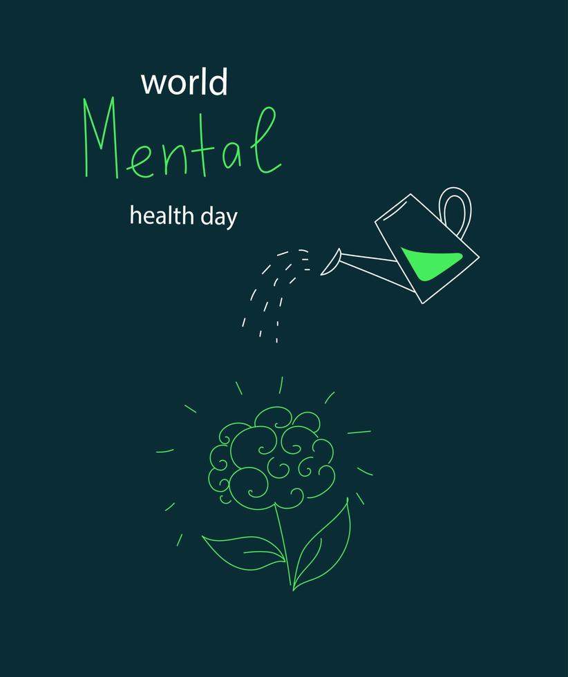 affiche de la journée mondiale de la santé mentale de vecteur doodle illustration de style dessiné à la main