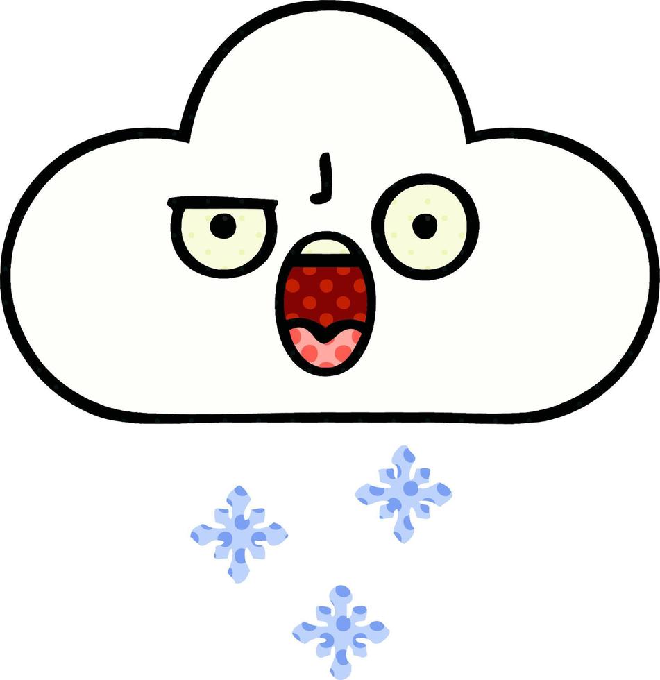 nuage de neige de dessin animé de style bande dessinée vecteur