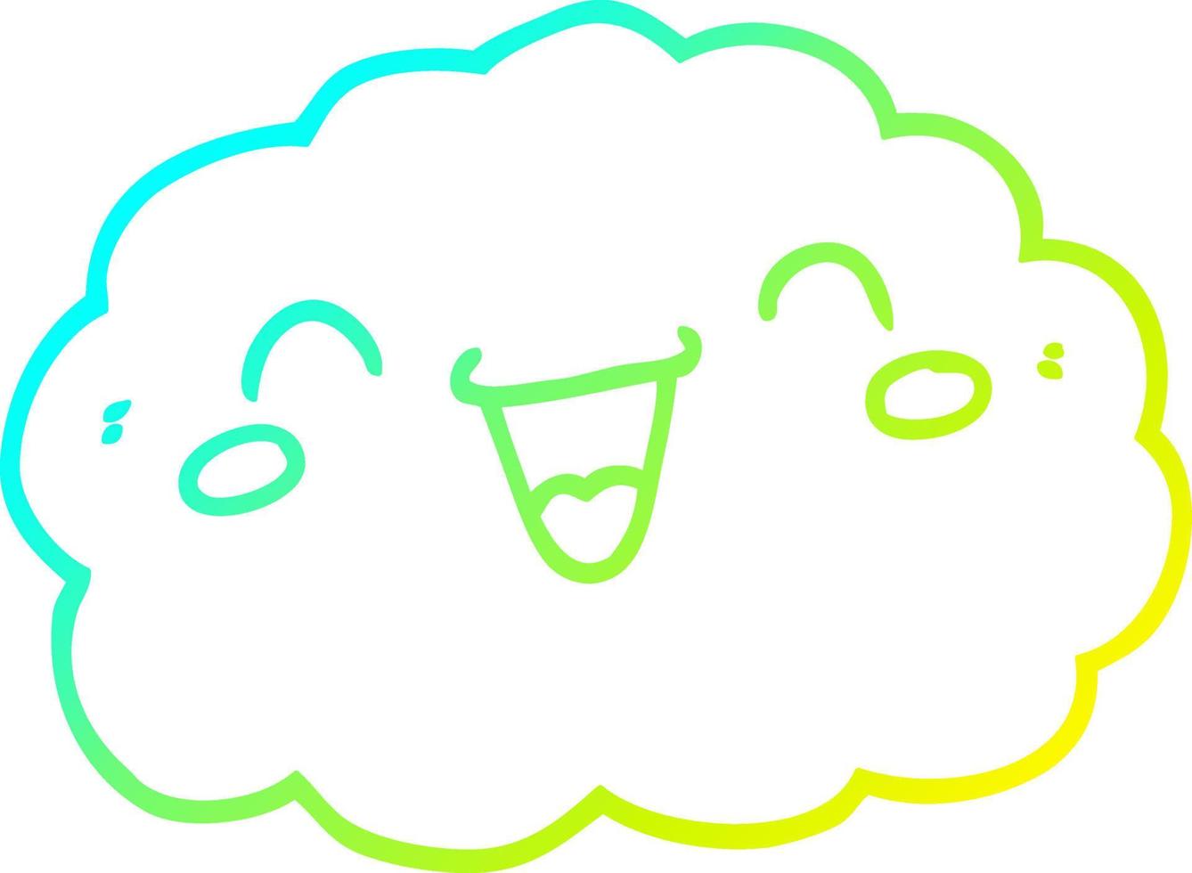 ligne de gradient froid dessinant un nuage de dessin animé heureux vecteur