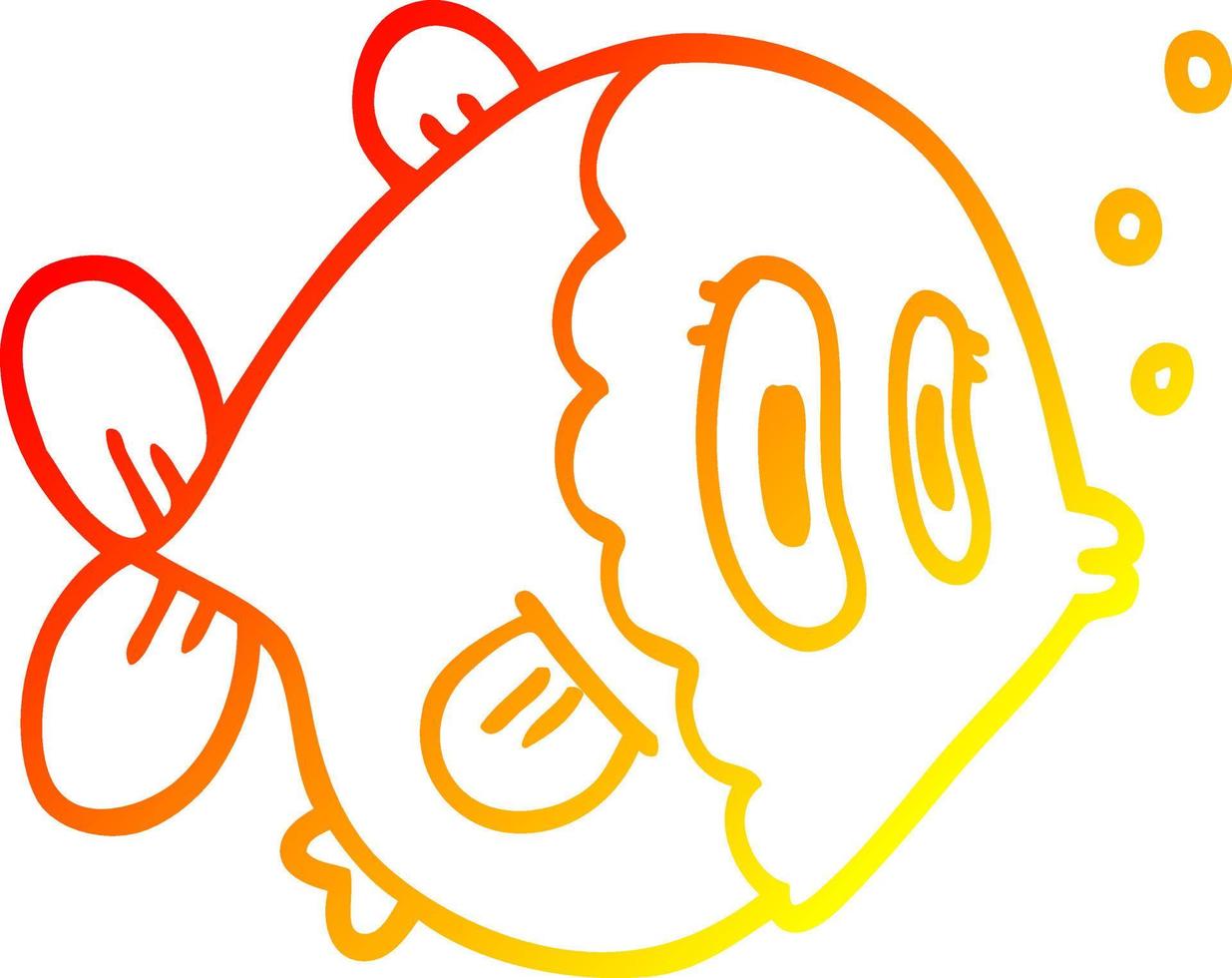 ligne de gradient chaud dessinant un poisson de dessin animé vecteur