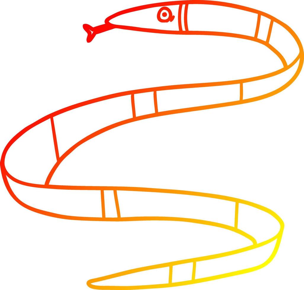 ligne de gradient chaud dessinant un serpent de mer de dessin animé vecteur