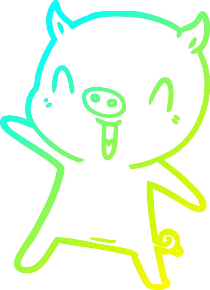 ligne de gradient froid dessin dessin animé cochon dansant vecteur