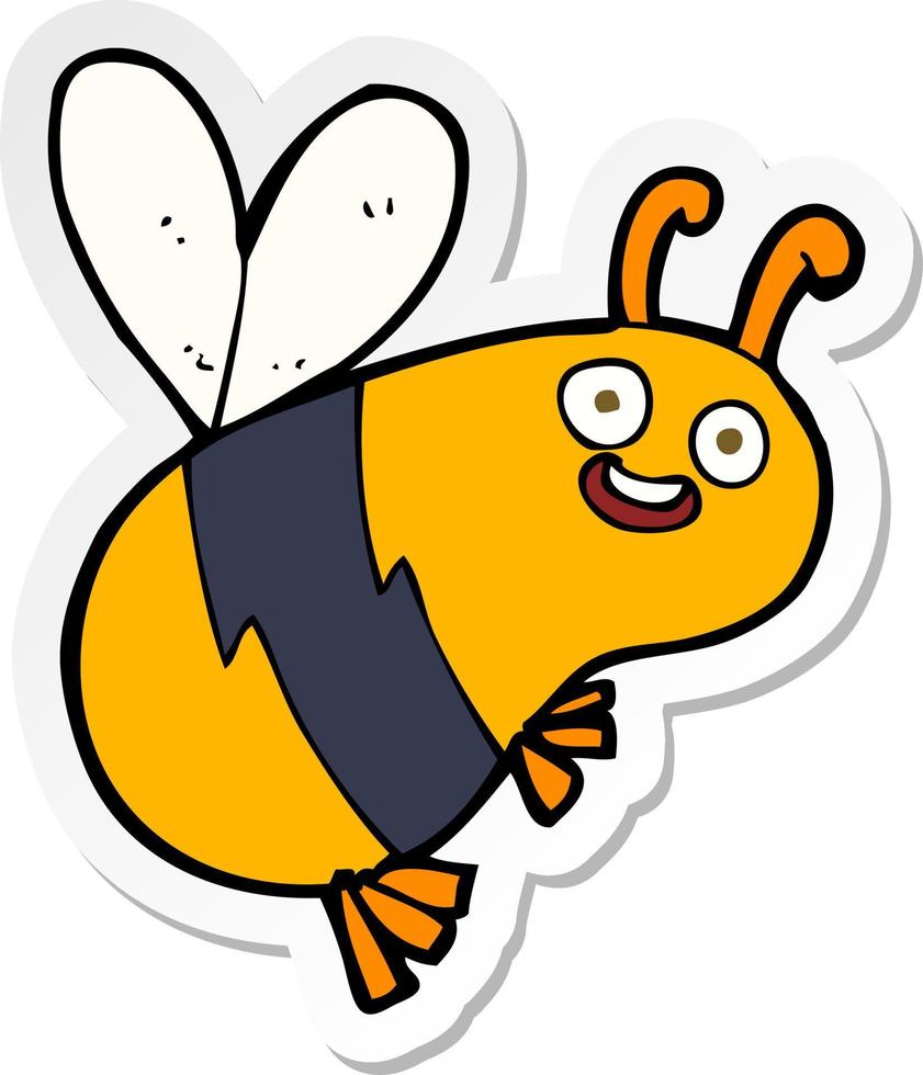 autocollant d'une abeille drôle de bande dessinée vecteur