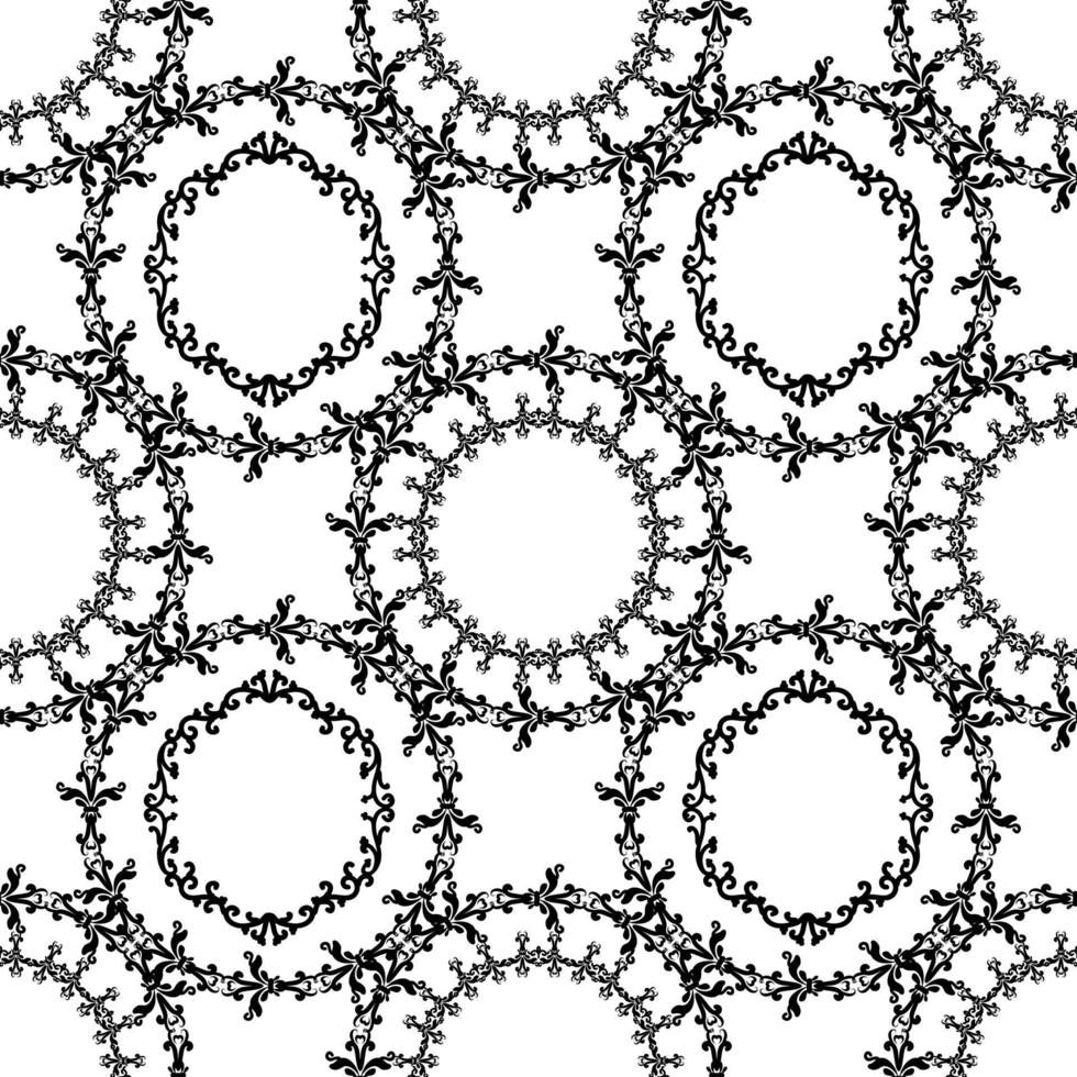 ornements floraux circulaires. motif abstrait sans soudure. noir et blanc. illustration vectorielle. vecteur