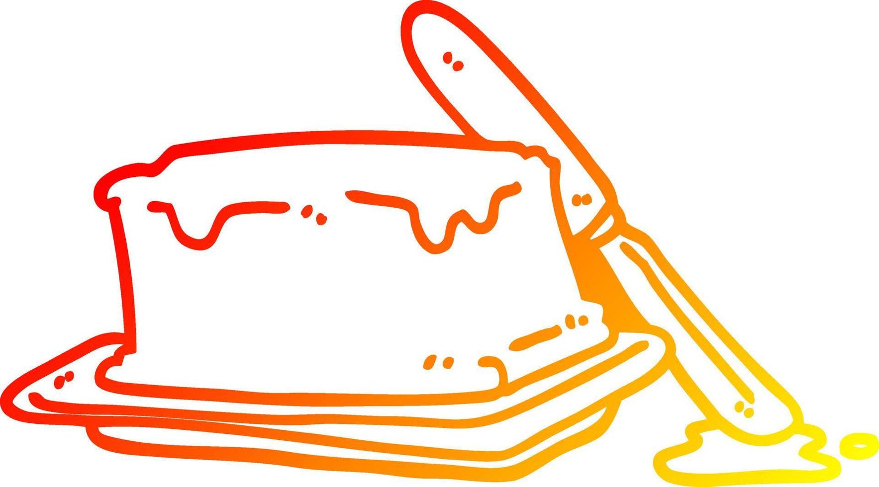 chaud gradient ligne dessin dessin animé beurre et couteau vecteur