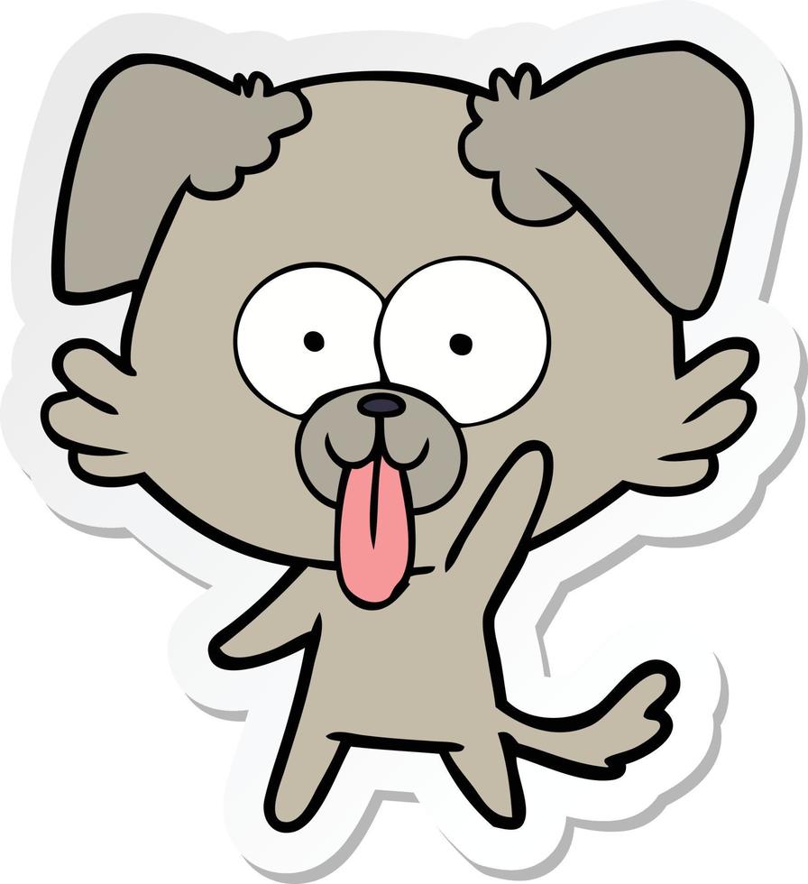 autocollant d'un chien de dessin animé avec la langue qui sort vecteur