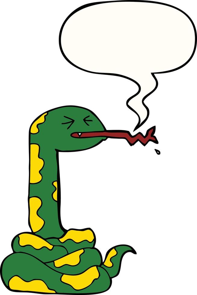 serpent sifflant de dessin animé et bulle de dialogue vecteur