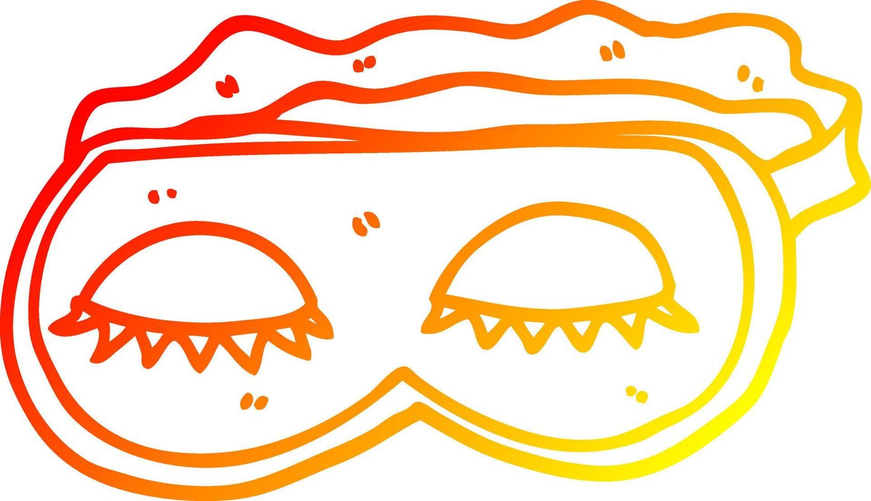 masque de sommeil de dessin animé de ligne de gradient chaud vecteur