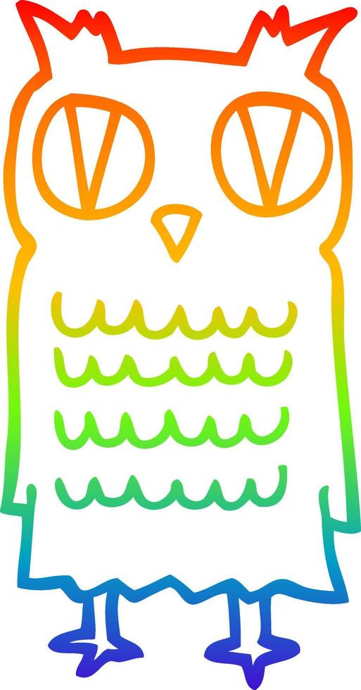 arc en ciel gradient ligne dessin dessin animé hibou vecteur