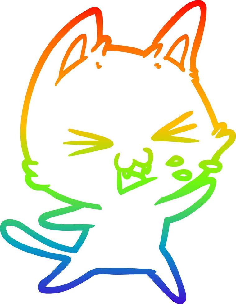 arc en ciel gradient ligne dessin dessin animé chat sifflement vecteur