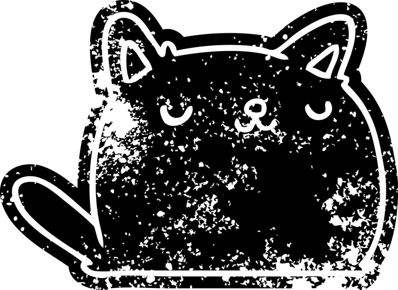 icône grunge de chat kawaii mignon vecteur