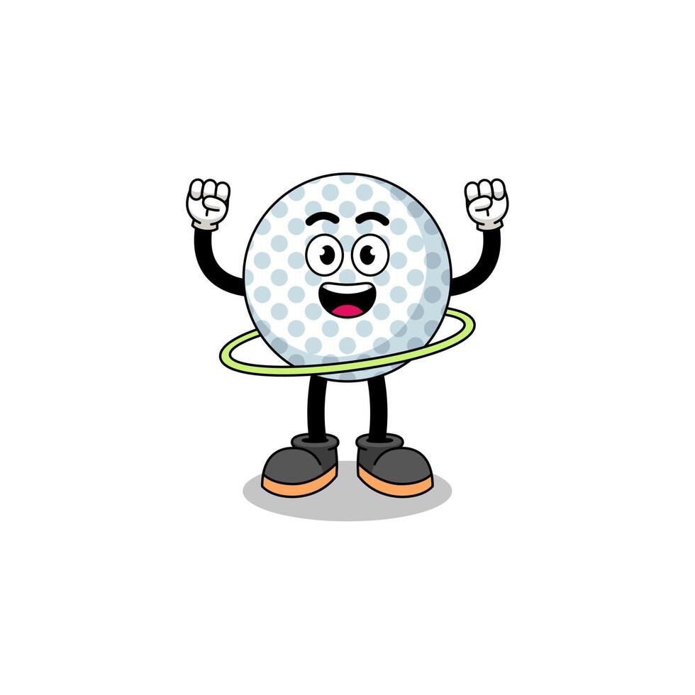 illustration de personnage de balle de golf jouant au hula hoop vecteur