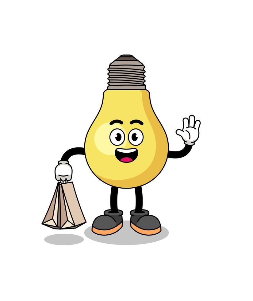 dessin animé de shopping ampoule vecteur