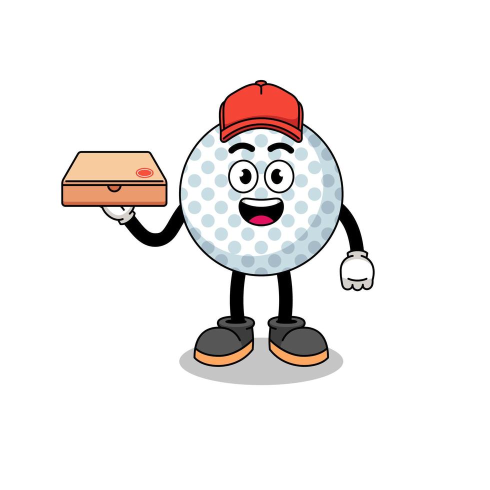 illustration de balle de golf en tant que livreur de pizza vecteur