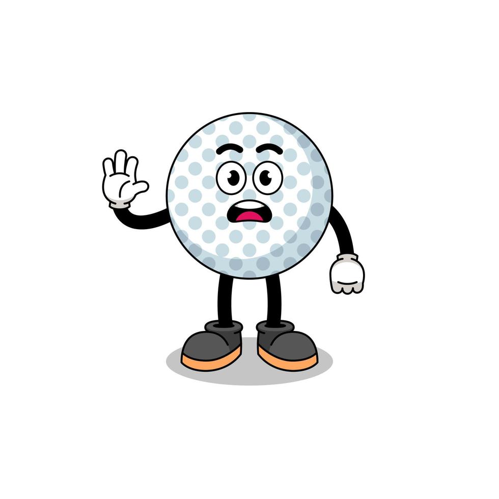 illustration de dessin animé de balle de golf faisant la main d'arrêt vecteur