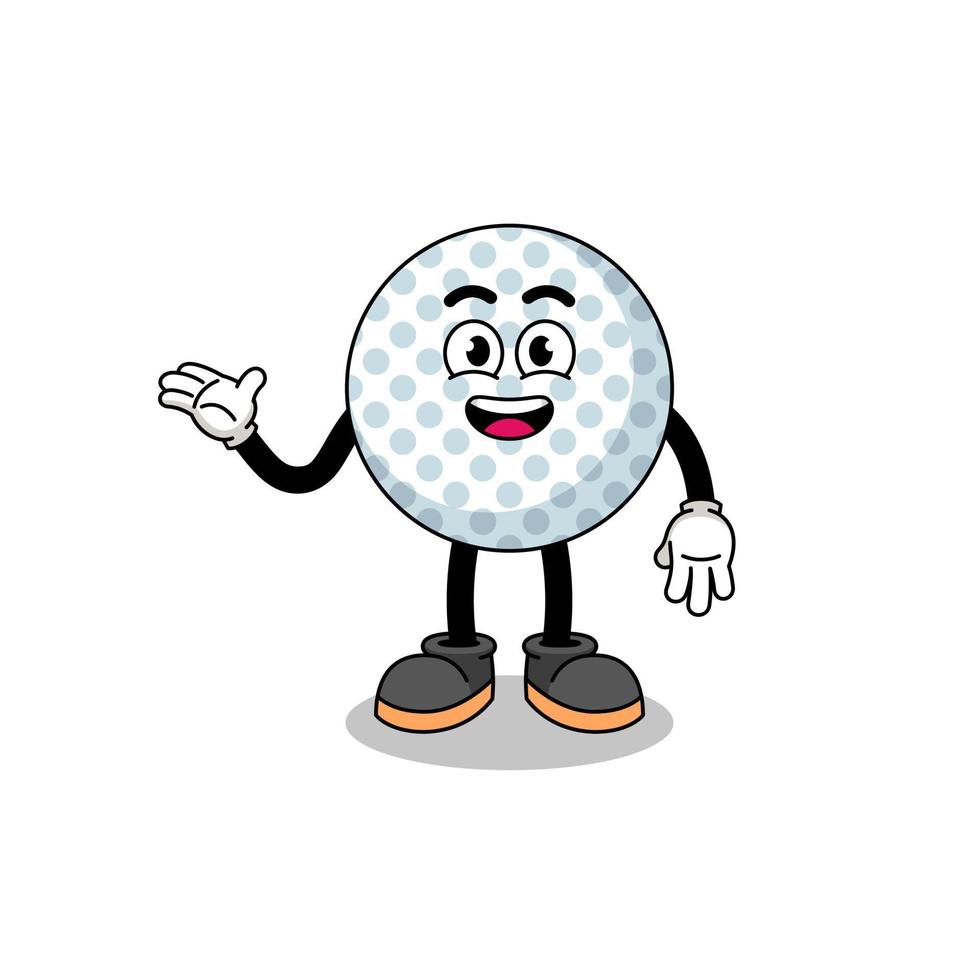 caricature de balle de golf avec pose de bienvenue vecteur