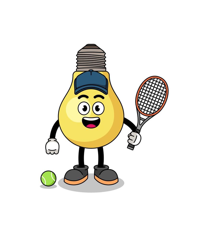 illustration d'ampoule en tant que joueur de tennis vecteur