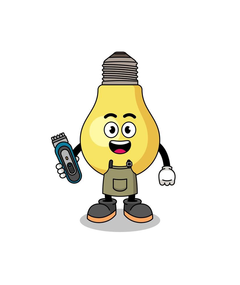 illustration de dessin animé d'ampoule en tant que coiffeur vecteur