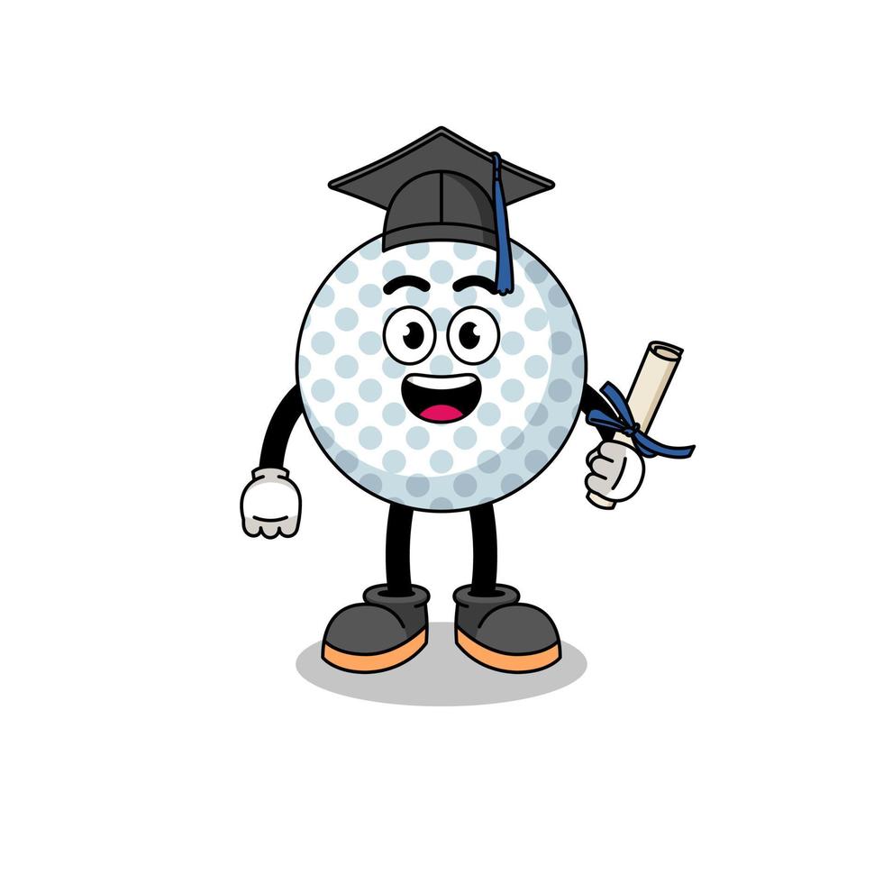 mascotte de balle de golf avec pose de graduation vecteur