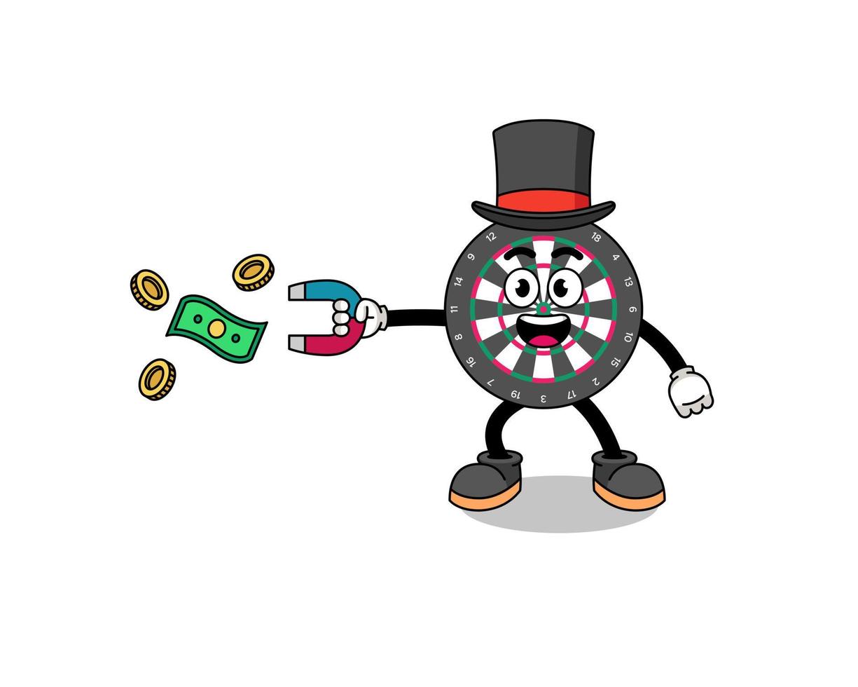 illustration de personnage de jeu de fléchettes attraper de l'argent avec un aimant vecteur