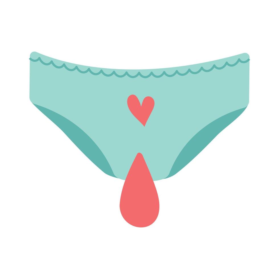 hygiène menstruelle.produits féminins -culottes pour femmes avec du sang menstruel en forme de cœur. illustration de soins menstruels féminins.période menstruelle.féminisme.égalité des sexes. vecteur