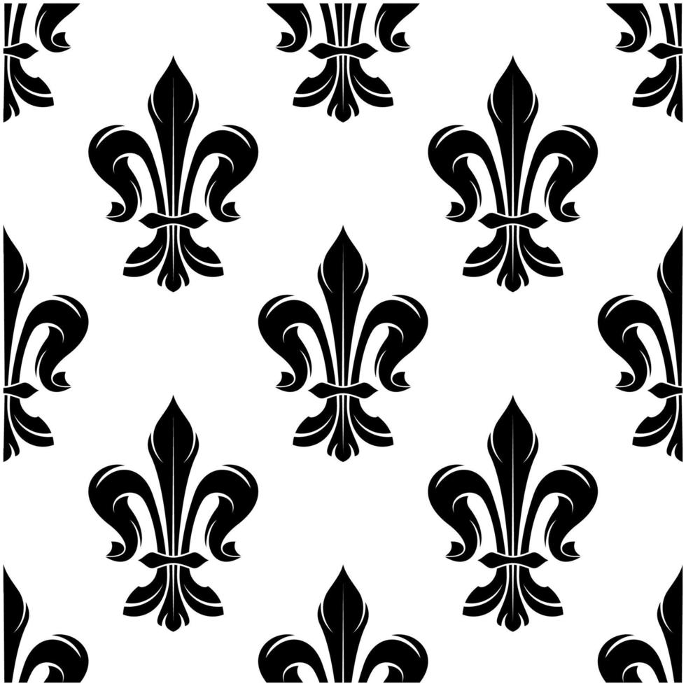 motif floral sans couture fleur de lys vintage noir vecteur