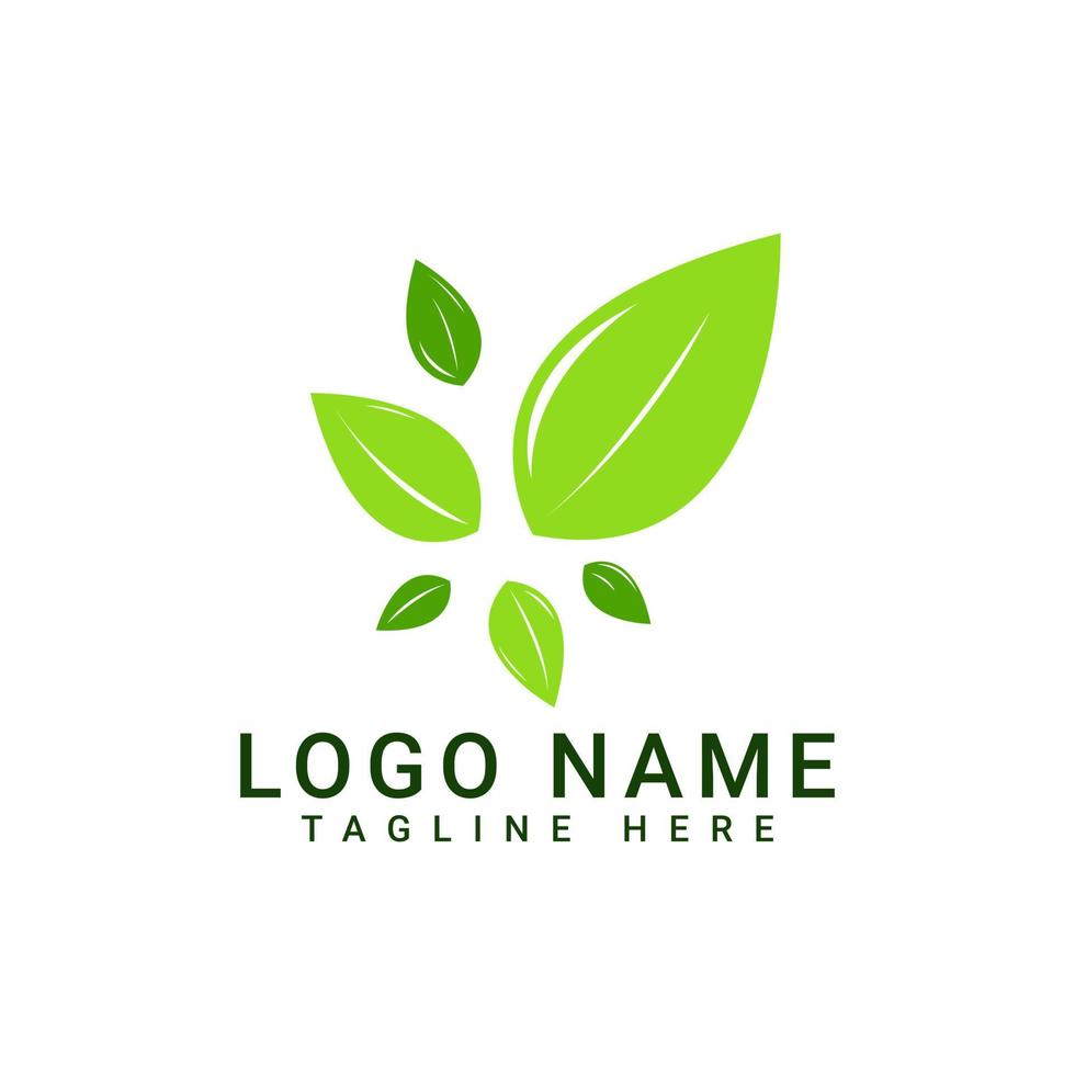 modèle de symbole de logo écologique de feuilles vertes modernes vecteur