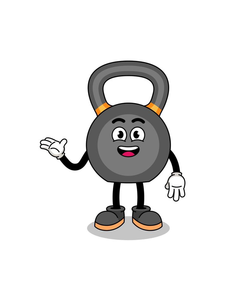 caricature de kettlebell avec pose de bienvenue vecteur