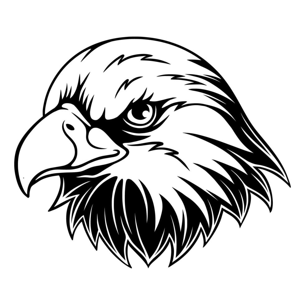 tête d'aigle d'illustration vectorielle avec un design noir et blanc de position fringante vecteur